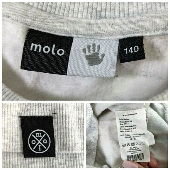 MOLO girls 10 US Sweatshirt Size 140 Alphabet Graphic Print Marina Molo Star - Picture 4 of 10
